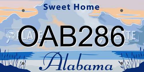OAB286 Alabama License Plate