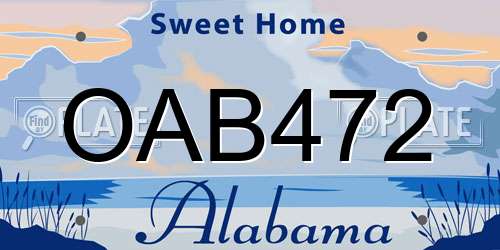 OAB472 Alabama License Plate