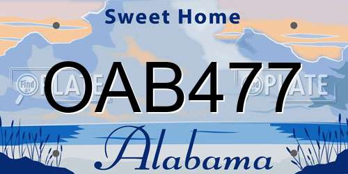 OAB477 Alabama License Plate