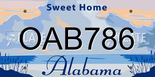 OAB786 Alabama License Plate