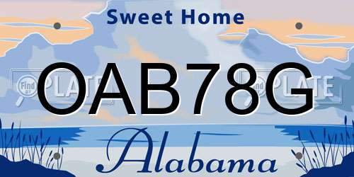 OAB78G Alabama License Plate