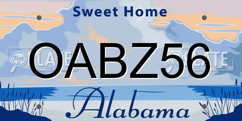OABZ56 Alabama License Plate