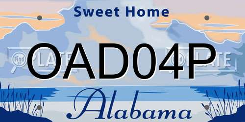 OAD04P Alabama License Plate