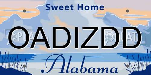 OADIZDD Alabama License Plate