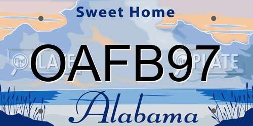OAFB97 Alabama License Plate