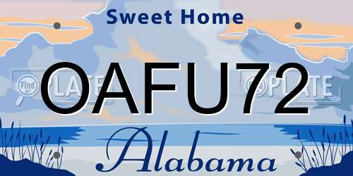OAFU72 Alabama License Plate