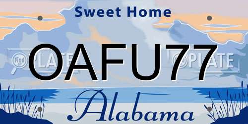 OAFU77 Alabama License Plate
