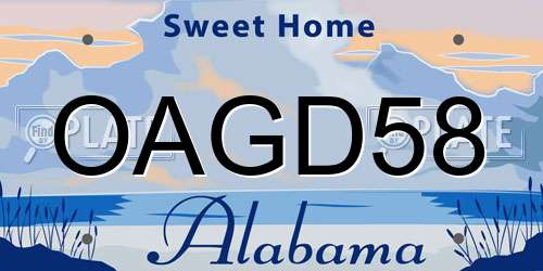 OAGD58 Alabama License Plate