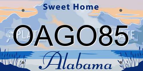 OAGO85 Alabama License Plate