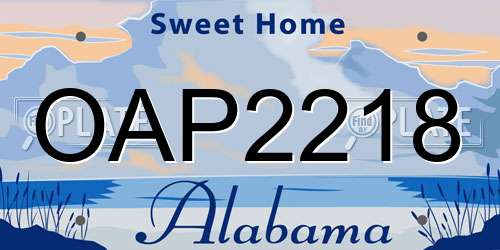 OAP2218 Alabama License Plate
