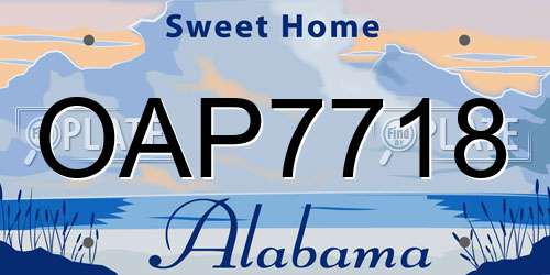OAP7718 Alabama License Plate