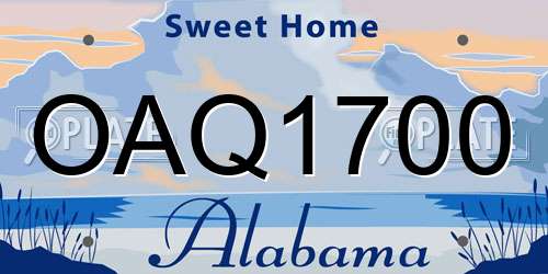 OAQ1700 Alabama License Plate
