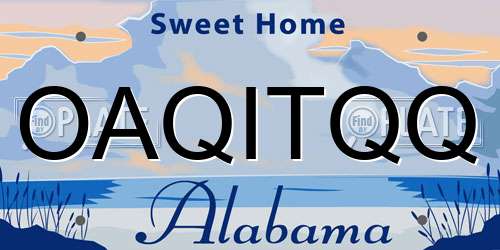 OAQITQQ Alabama License Plate