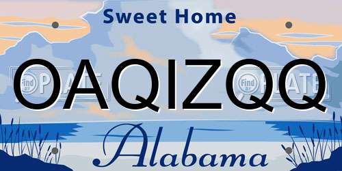 OAQIZQQ Alabama License Plate