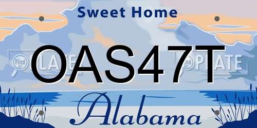 OAS47T Alabama License Plate