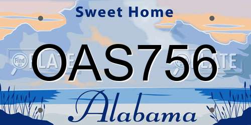 OAS756 Alabama License Plate