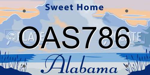 OAS786 Alabama License Plate