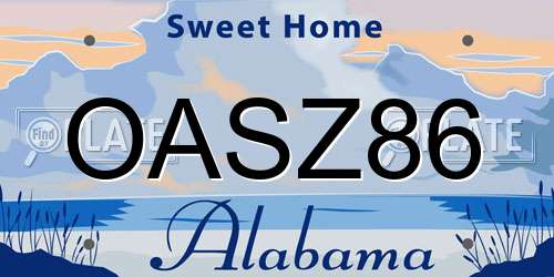OASZ86 Alabama License Plate