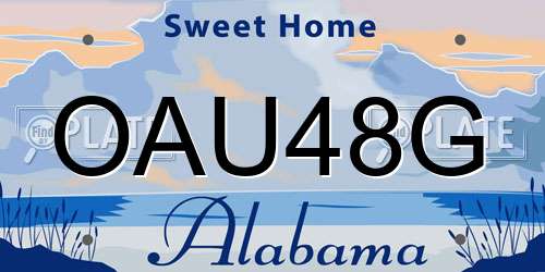 OAU48G Alabama License Plate