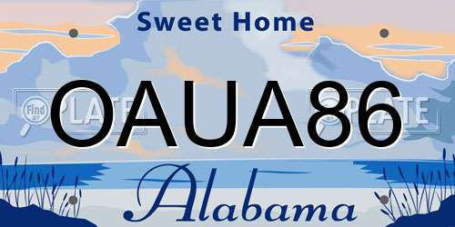 OAUA86 Alabama License Plate
