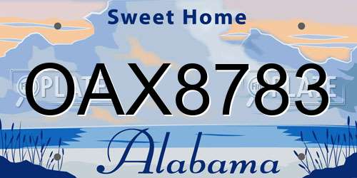 OAX8783 Alabama License Plate