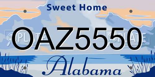 OAZ5550 Alabama License Plate