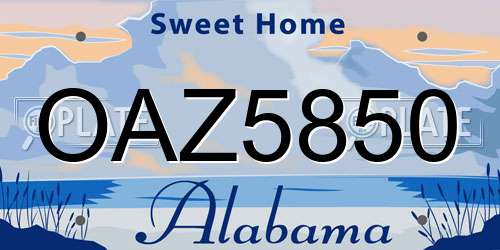 OAZ5850 Alabama License Plate