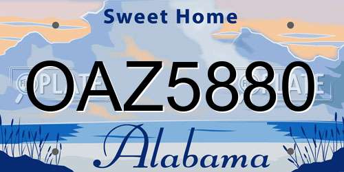 OAZ5880 Alabama License Plate
