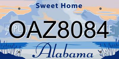 OAZ8084 Alabama License Plate