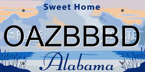 OAZBBBD Alabama License Plate