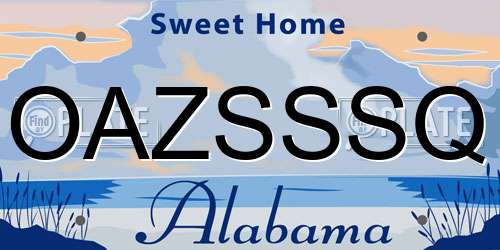 OAZSSSQ Alabama License Plate