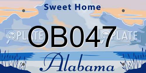 OB047 Alabama License Plate