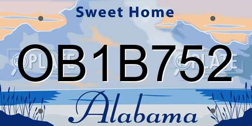 OB1B752 Alabama License Plate