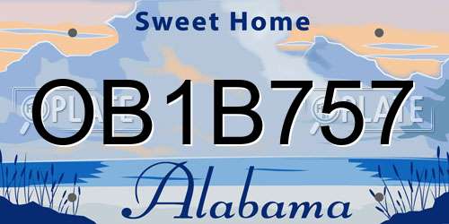 OB1B757 Alabama License Plate