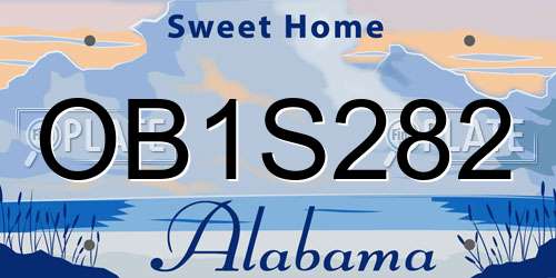 OB1S282 Alabama License Plate