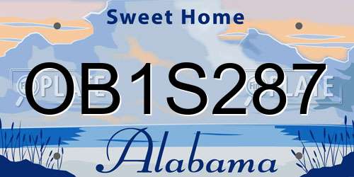 OB1S287 Alabama License Plate