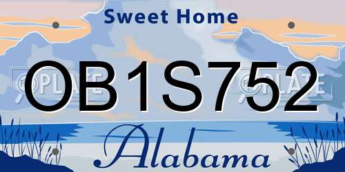 OB1S752 Alabama License Plate