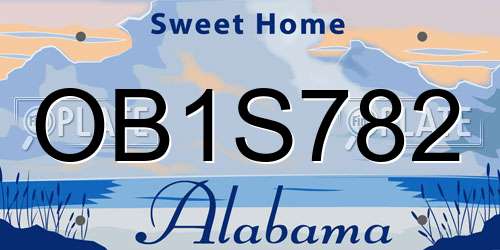 OB1S782 Alabama License Plate