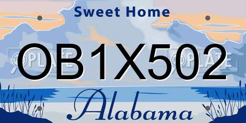 OB1X502 Alabama License Plate