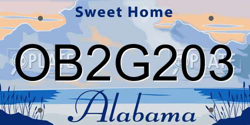 OB2G203 Alabama License Plate