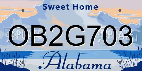 OB2G703 Alabama License Plate