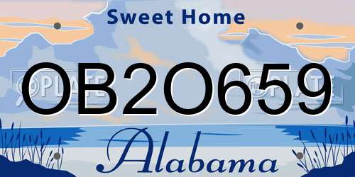 OB2O659 Alabama License Plate