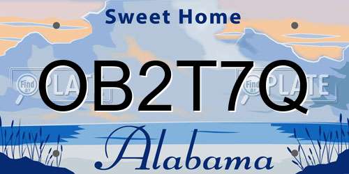 OB2T7Q Alabama License Plate