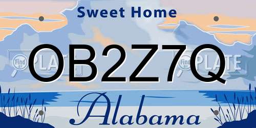 OB2Z7Q Alabama License Plate