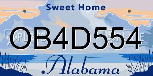 OB4D554 Alabama License Plate