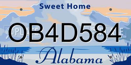 OB4D584 Alabama License Plate