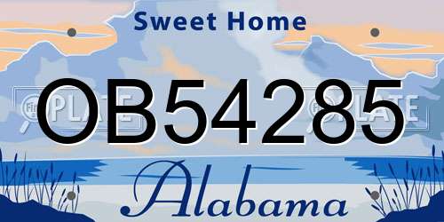 OB54285 Alabama License Plate