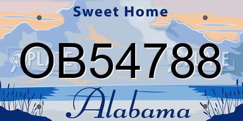 OB54788 Alabama License Plate