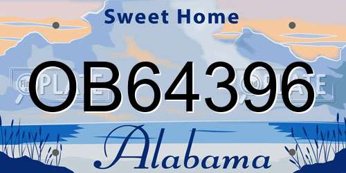 OB64396 Alabama License Plate