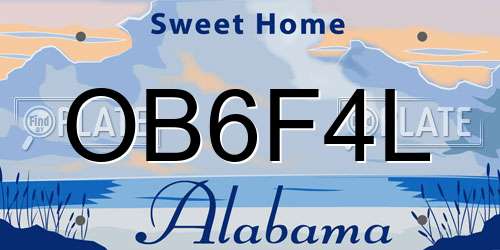 OB6F4L Alabama License Plate